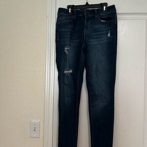 Dark Blue Distressed Women Jeans